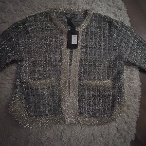 Elegant Black and Silver Women's Jacket - XL